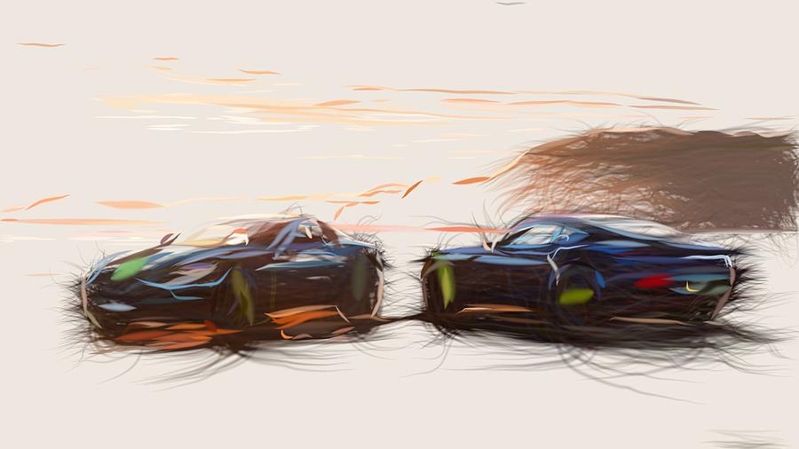 Aston Martin DB11 AMR Drawing #8 Digital Art by CarsToon Concept