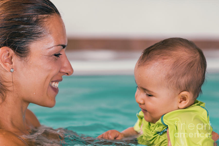 Pool Photograph - Baby Boy And Mother In Swimming Pool #7 by Microgen Images/science Photo Library