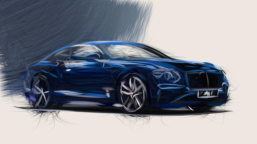 Bentley Continental GT Drawing #8 Digital Art by CarsToon Concept
