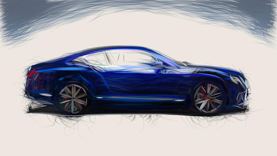 Bentley Continental GT Speed Draw #7 Digital Art by CarsToon Concept