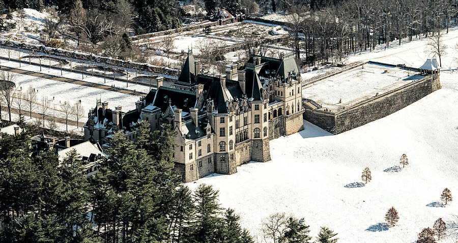 Biltmore Estate With Snow Aerial Photo Photograph By David Oppenheimer Fine Art America