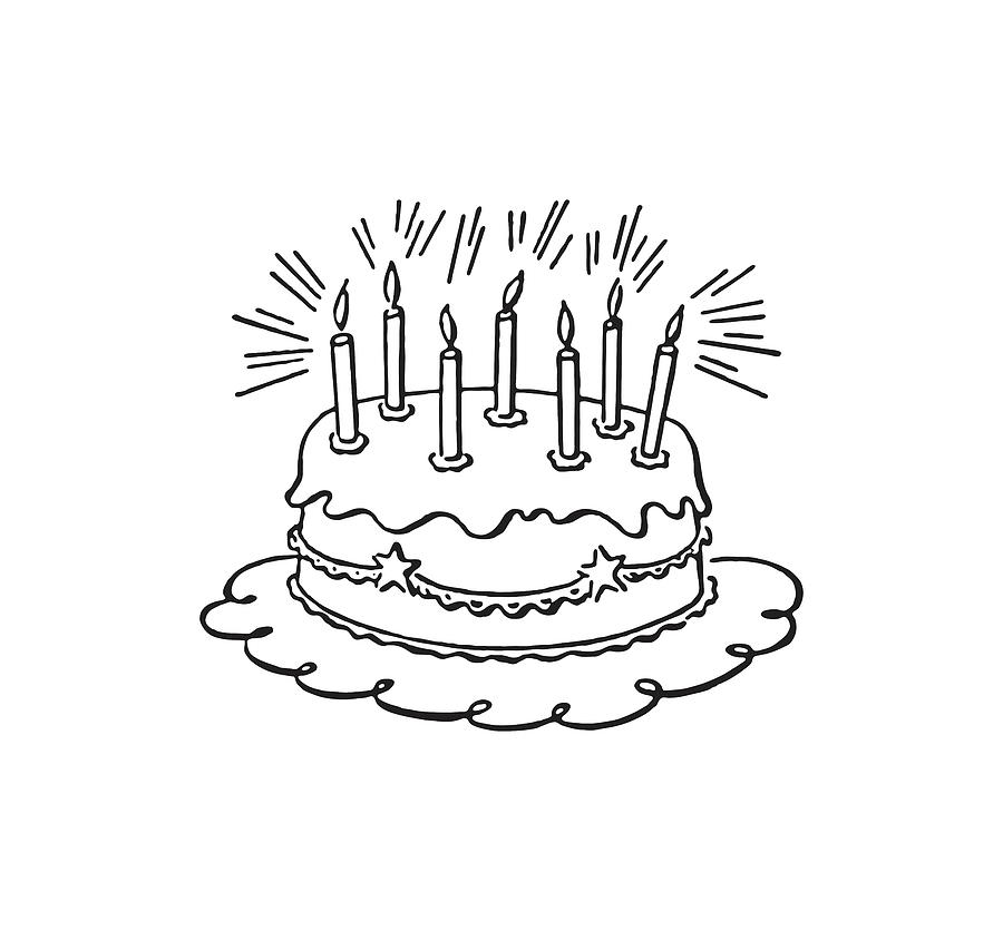 Birthday cake with candles sketch icon. | Stock vector | Colourbox