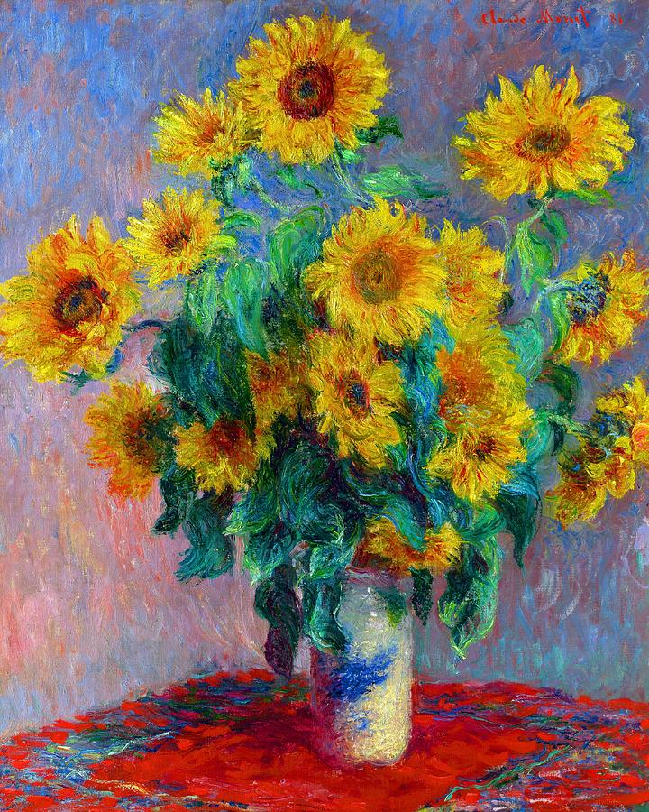 Claude Monet Painting - Bouquet of Sunflowers #7 by Jon Baran