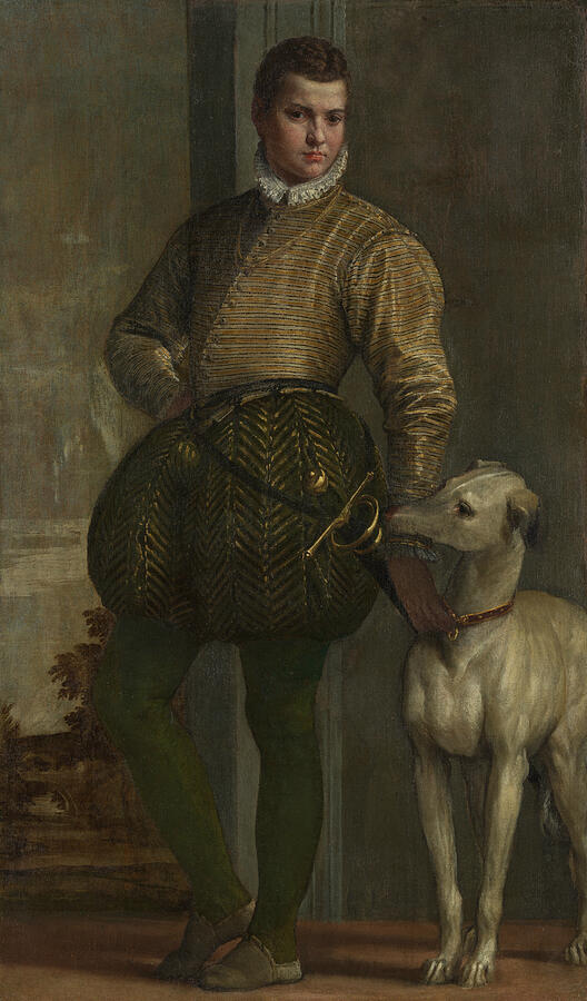 Italian Painters Painting - Boy With A Greyhound by Paolo Veronese Italian Painters Painting - Boy With A Greyhound by Paolo Veronese