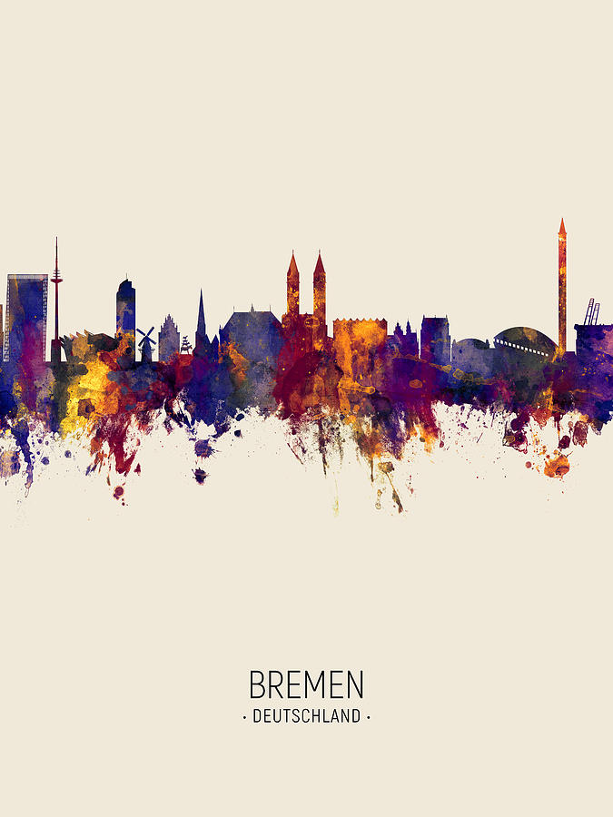 Bremen Germany Skyline #7 Digital Art by Michael Tompsett