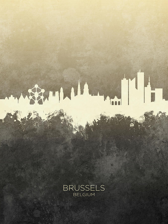 Skyline Digital Art - Brussels Belgium Skyline #7 by Michael Tompsett
