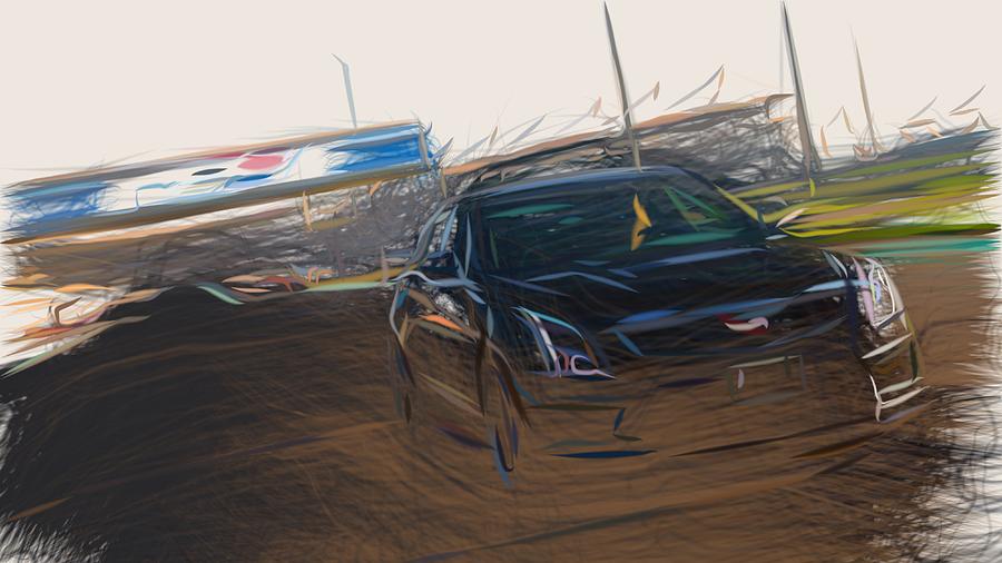 Cadillac ATS V Sedan Draw #8 Digital Art by CarsToon Concept