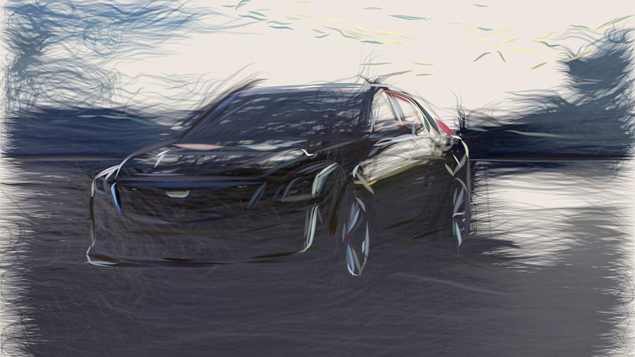 Cadillac CTS V Sedan Draw #8 Digital Art by CarsToon Concept