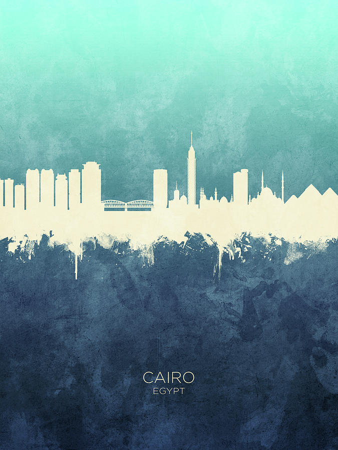 Skyline Digital Art - Cairo Egypt Skyline #7 by Michael Tompsett
