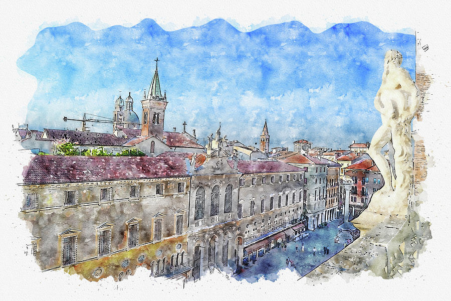 City #watercolor #sketch #city #architecture #7 Digital Art by TintoDesigns