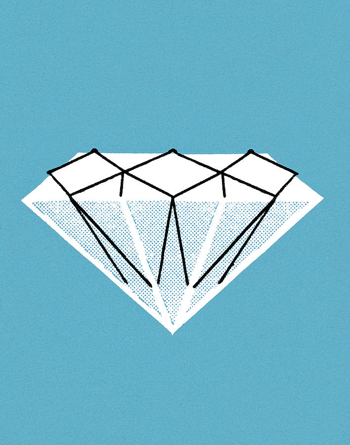 Vintage Drawing - Diamond #7 by CSA Images