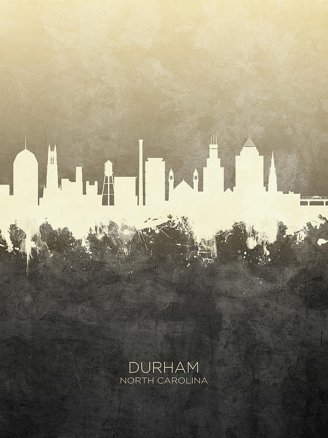 Durham Digital Art - Durham North Carolina Skyline #7 by Michael Tompsett