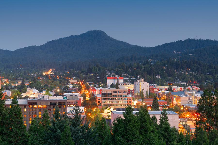 Eugene Photograph - Eugene, Oregon, Usa Downtown Cityscape #7 by Sean Pavone