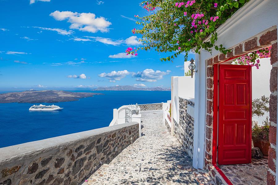 Greek Photograph - Fantastic Travel Background, Santorini #7 by Levente Bodo