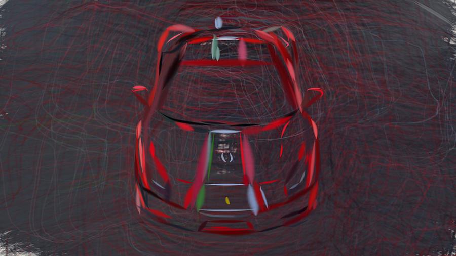 Ferrari 488 Pista Drawing #8 Digital Art by CarsToon Concept