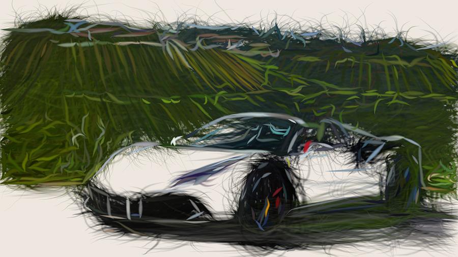 Ferrari 488 Spider Draw #8 Digital Art by CarsToon Concept