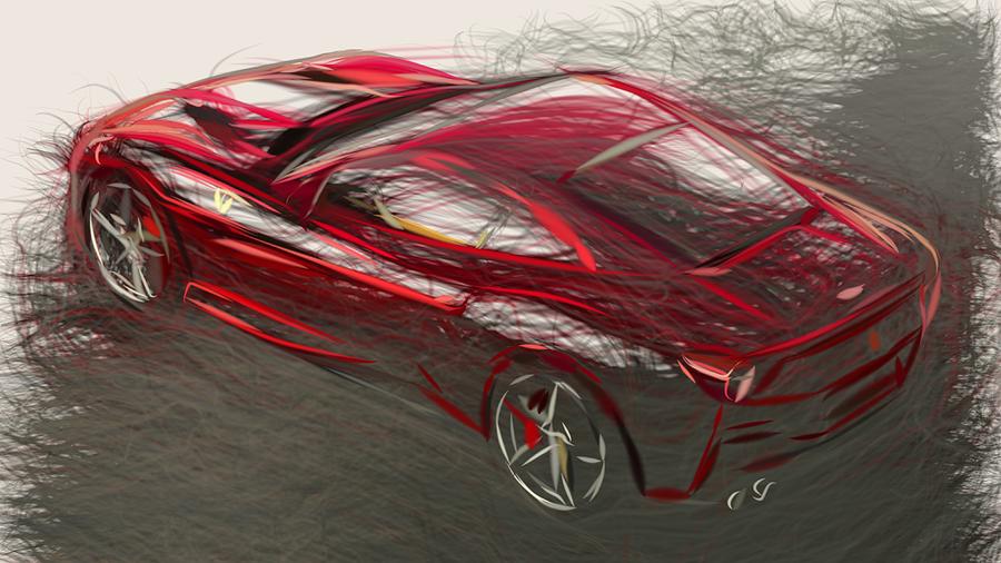 Ferrari Portofino Drawing #8 Digital Art by CarsToon Concept