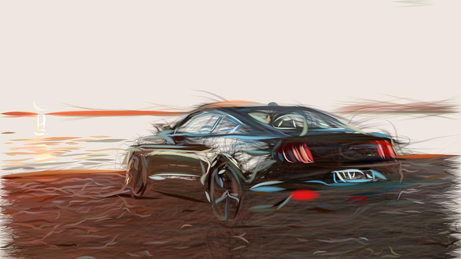 Ford Mustang Bullitt Drawing #8 Digital Art by CarsToon Concept