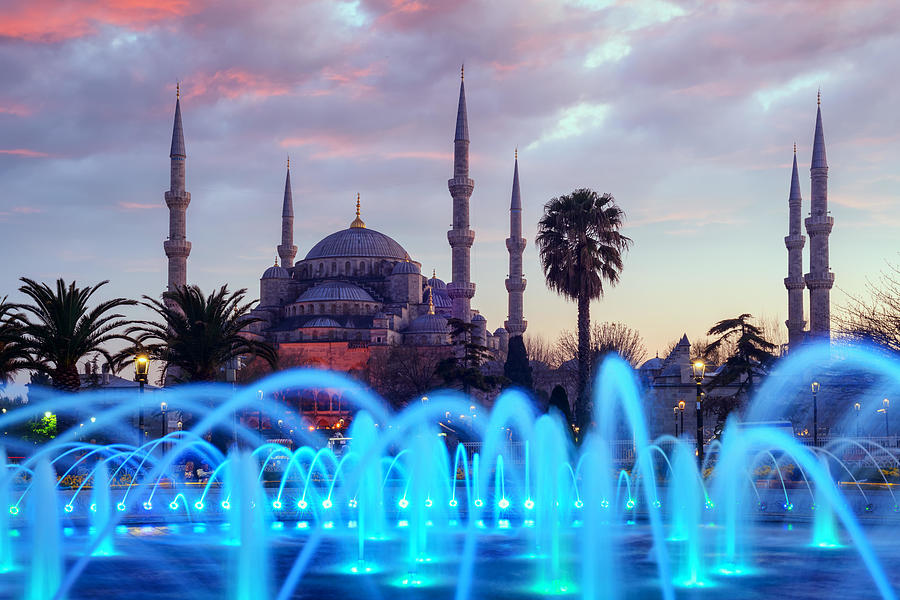 Turkey Photograph - Fountain On Sultanahmet Area In Evening #7 by Ivan Kmit