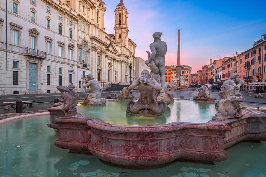 Fountain Photograph - Fountains In Piazza Navona In Rome #7 by Sean Pavone