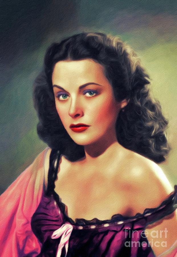Hedy Lamarr, Vintage Movie Star Painting by Esoterica Art Agency - Fine ...