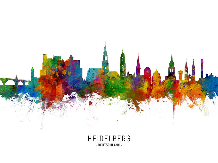Heidelberg Germany Skyline #7 Digital Art by Michael Tompsett