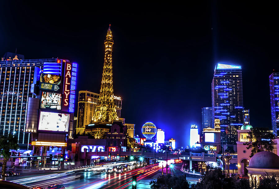 High Energy Electric Long Exposure Of Las Vegas City Streets At  #7 Photograph by Alex Grichenko