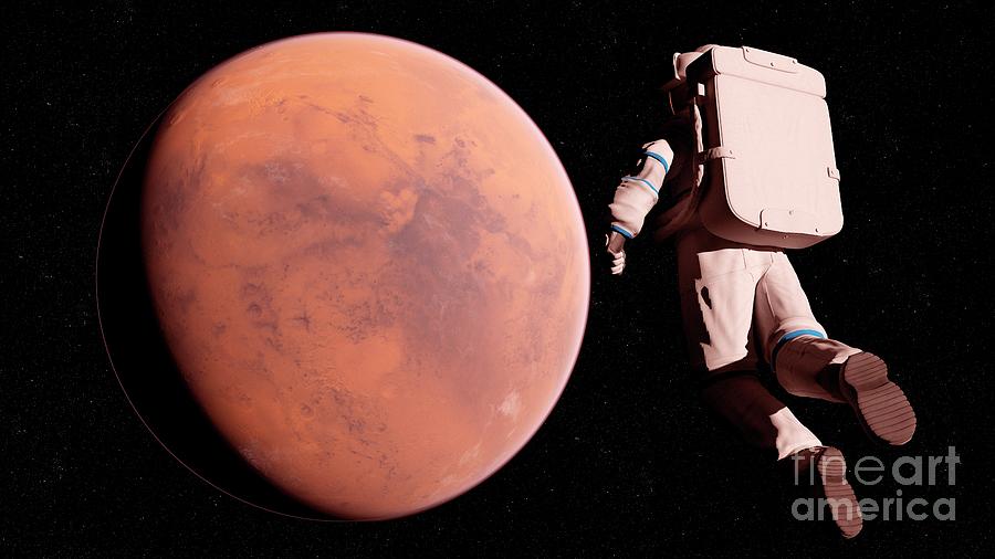 Illustration Of An Astronaut In Front Of Mars #7 Photograph by Sebastian Kaulitzki/science Photo Library