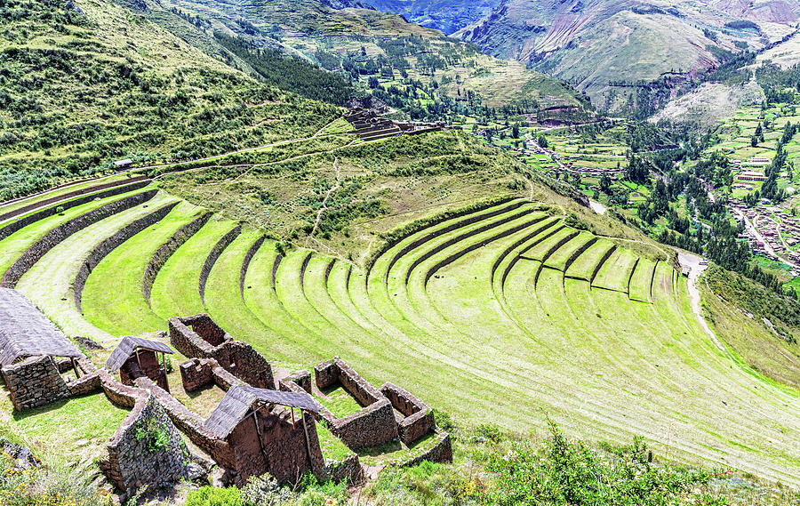 Inca Plants Farming Terraces In Pisaq Near Cusco In Peru Photograph By Marek Poplawski Fine