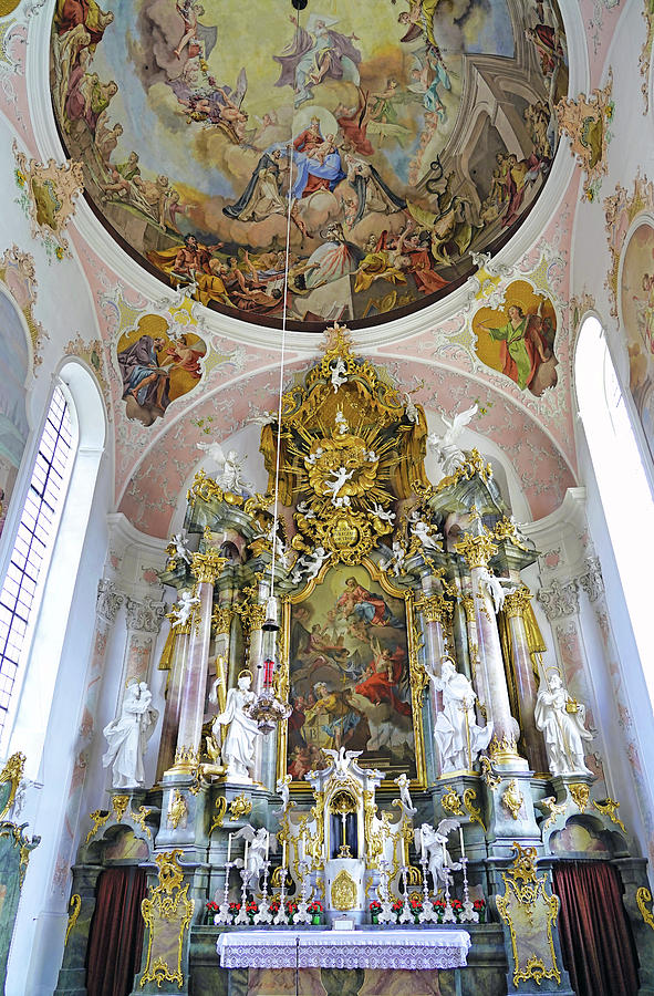 Interior View Of The Saint Peter and Paul Catholic Parish Church In Oberammergau Germany #7 Photograph by Rick Rosenshein