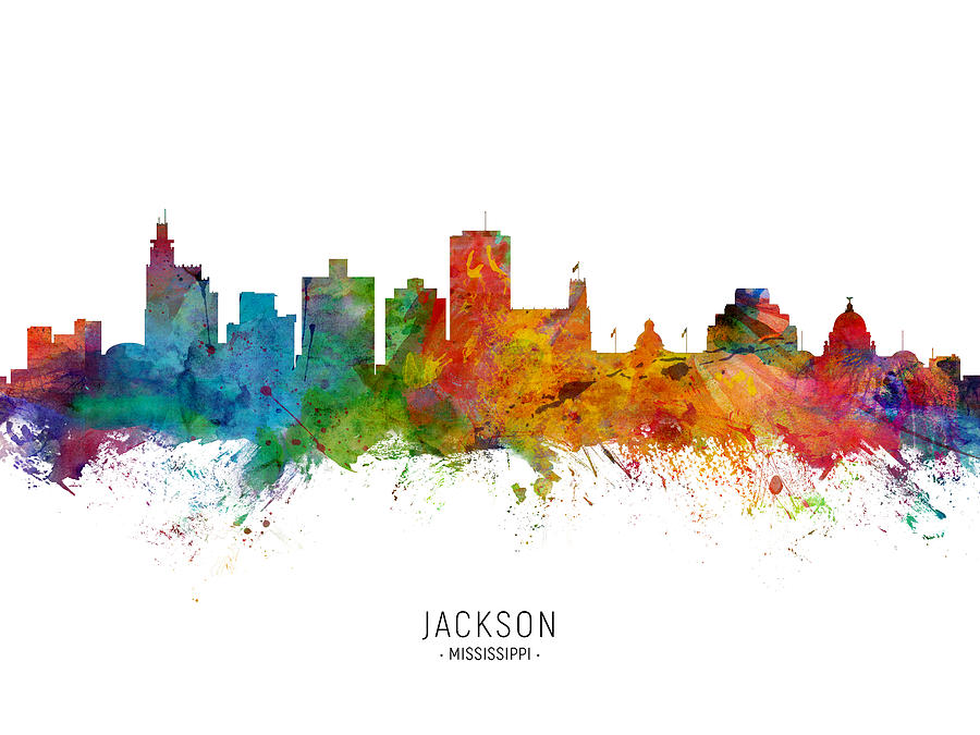 Jackson Mississippi Skyline #7 Digital Art by Michael Tompsett