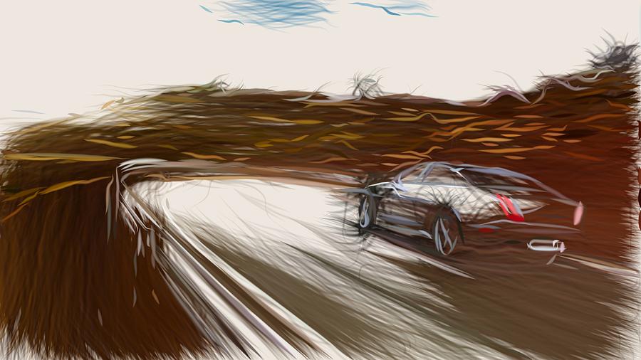 Jaguar XJR Drawing #8 Digital Art by CarsToon Concept