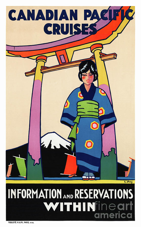 Vintage Drawing - Japan Vintage Travel Poster Restored #7 by Vintage Treasure