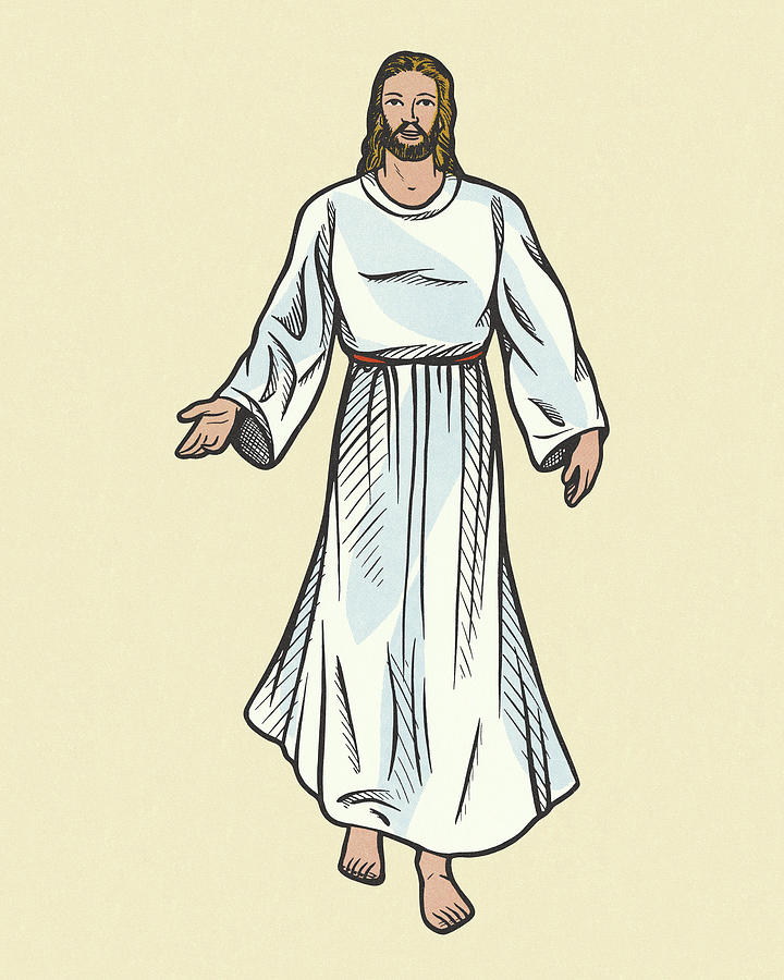 Vintage Drawing - Jesus #7 by CSA Images