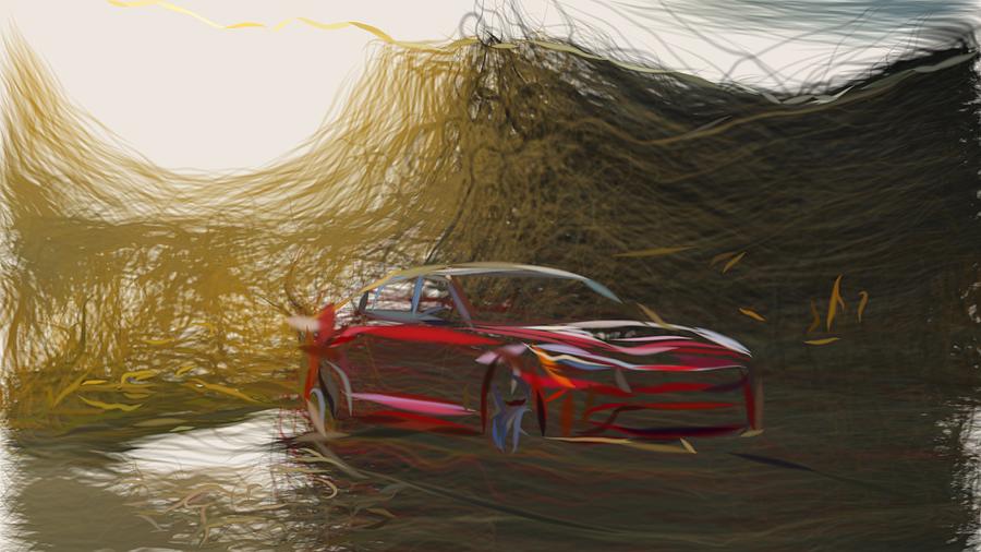 Kia Stinger GT Drawing #8 Digital Art by CarsToon Concept