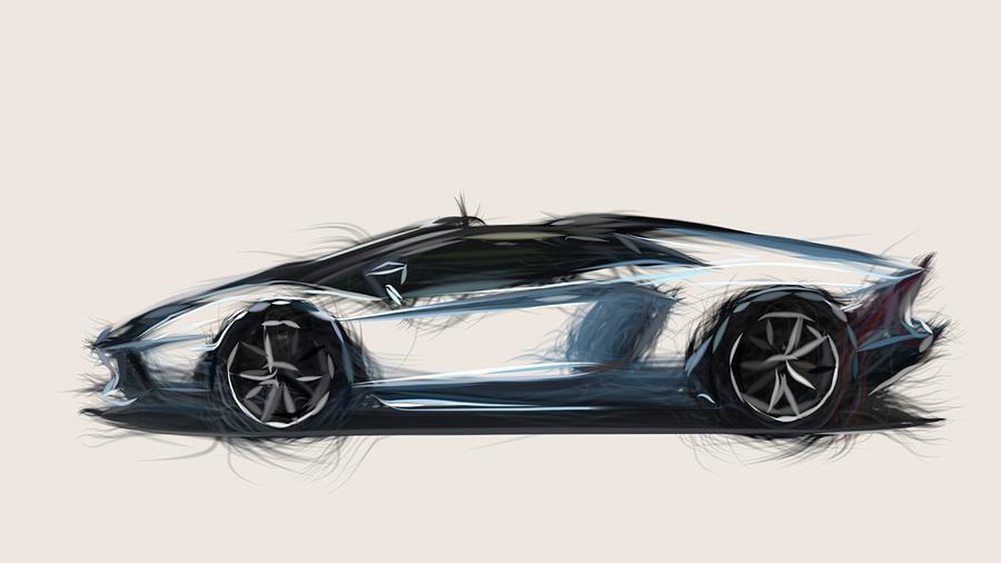 Lamborghini Aventador LP 700 4 Roadster Drawing #8 Digital Art by CarsToon Concept