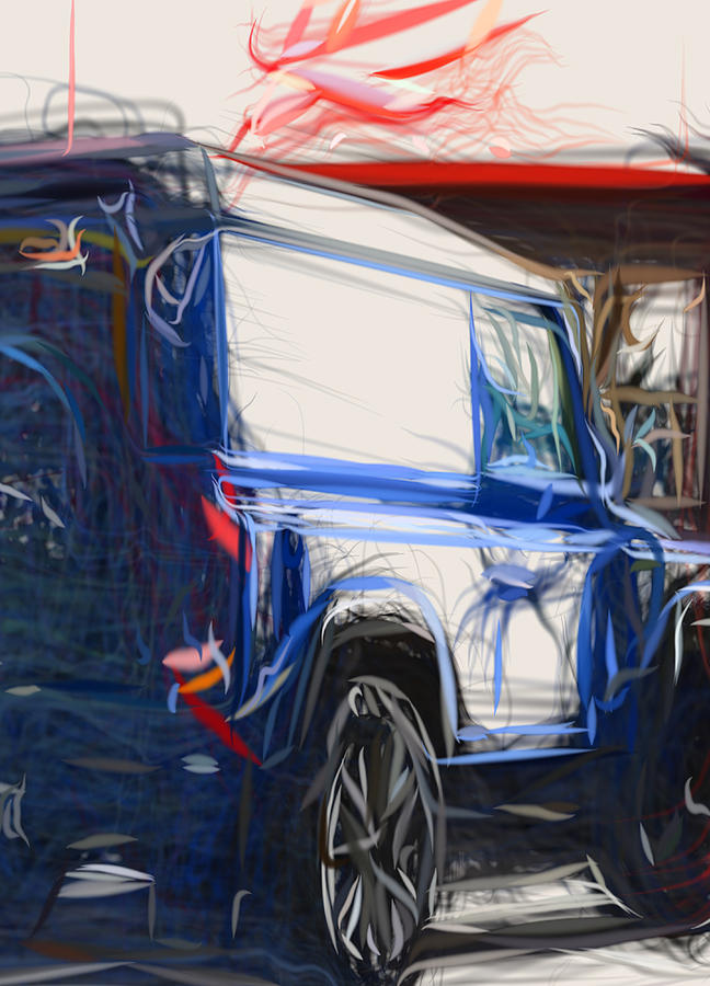Land Rover Defender Drawing #7 Digital Art by CarsToon Concept