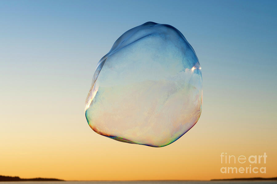 Large Soap Bubbles Floating In Blue Sky Over Puget Sound Photograph
