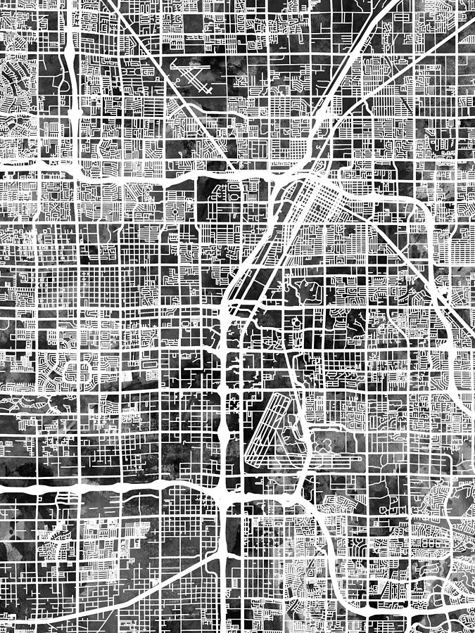 Las Vegas Digital Art - Las Vegas City Street Map #7 by Michael Tompsett