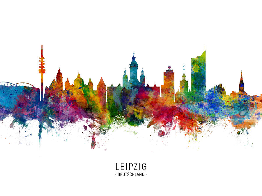 Leipzig Germany Skyline #7 Digital Art by Michael Tompsett