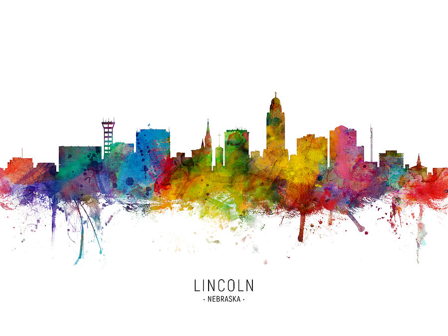 Lincoln Nebraska Skyline #7 Digital Art by Michael Tompsett