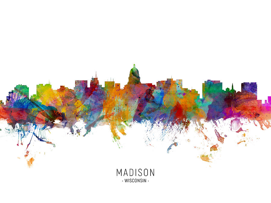 Madison Digital Art - Madison Wisconsin Skyline #7 by Michael Tompsett