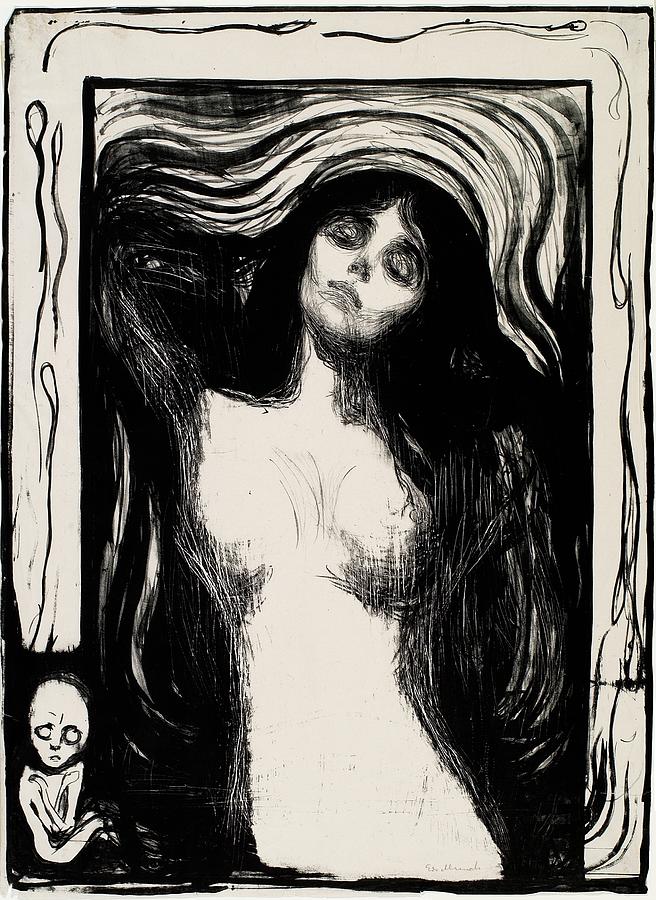 Black And White Drawing - Madonna by Edvard Munch