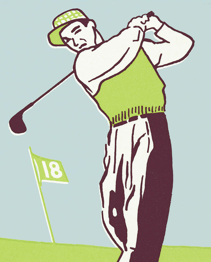 Golf Drawing - Man Golfing #7 by CSA Images