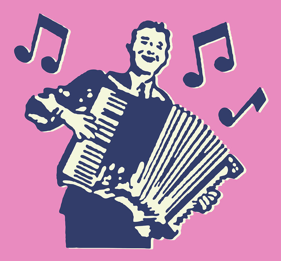 Music Drawing - Man Playing Accordion #7 by CSA Images