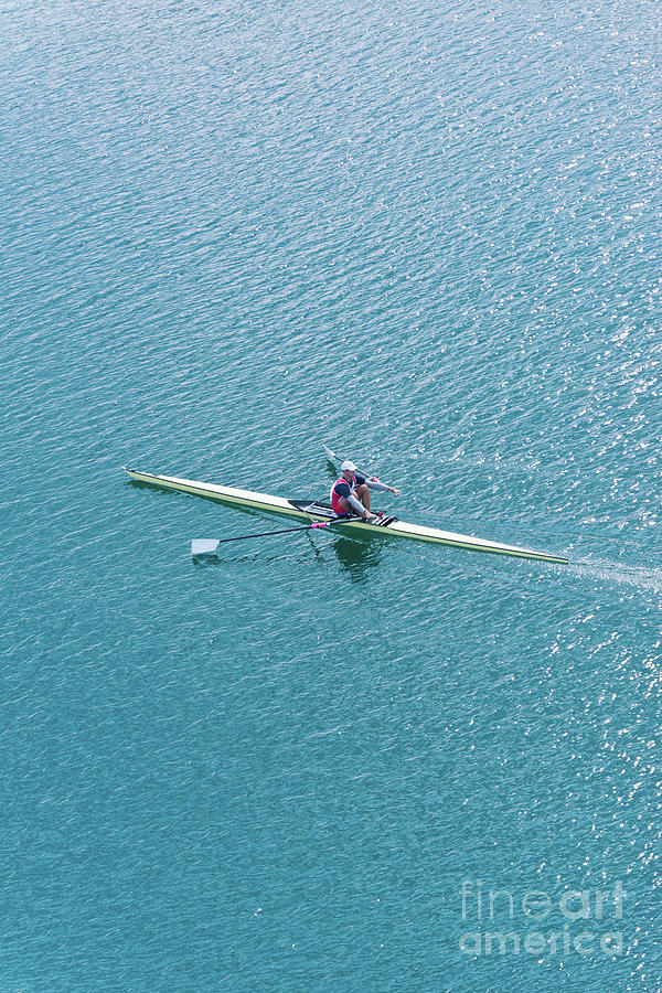 Single Scull Photograph - Man Rowing Scull by Microgen Images/science Photo Library Single Scull Photograph - Man Rowing Scull by Microgen Images/science Photo Library