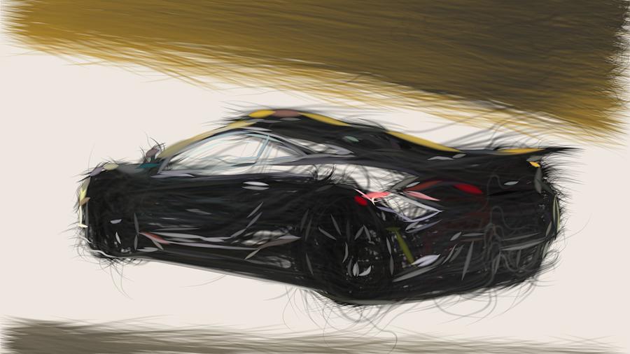 McLaren 600LT Drawing #8 Digital Art by CarsToon Concept