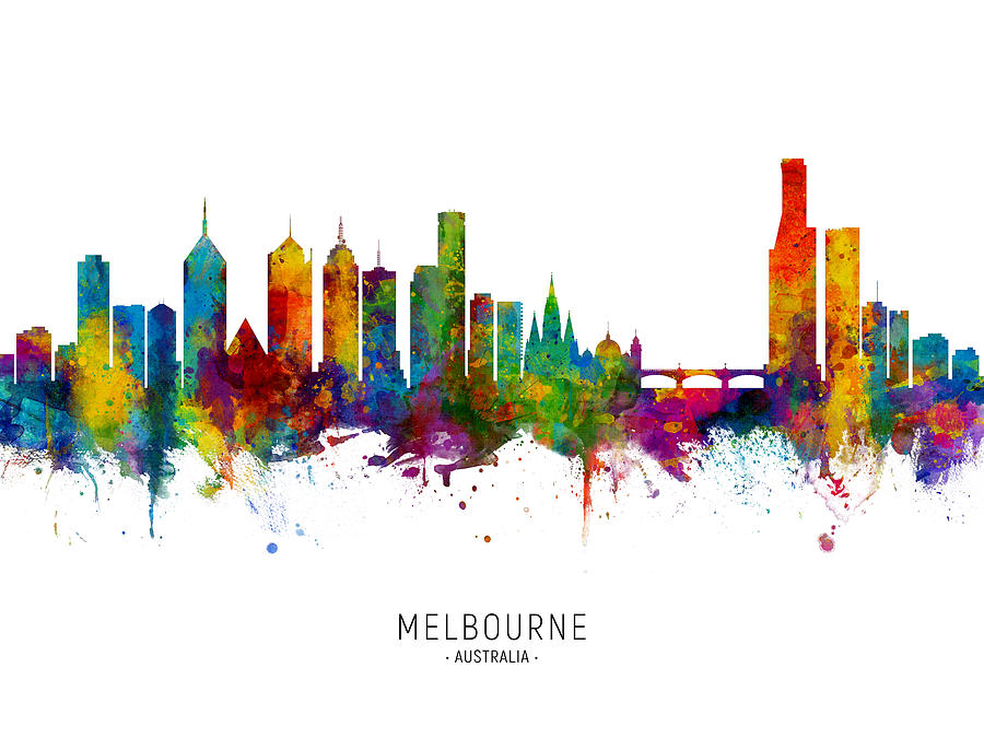 Melbourne Australia Skyline #7 Digital Art by Michael Tompsett