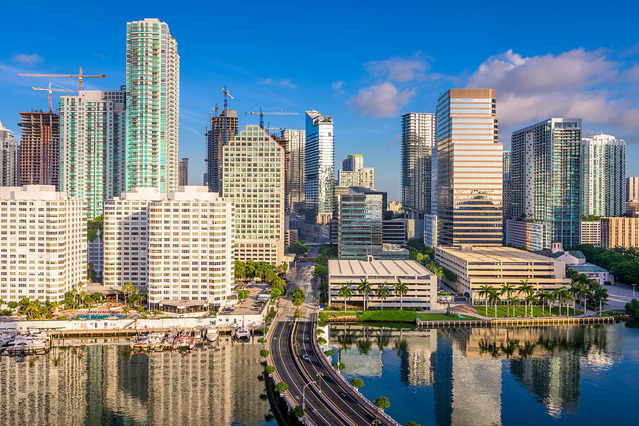 Cityscape Photograph - Miami, Florida, Usa Downtown Skyline #7 by Sean Pavone