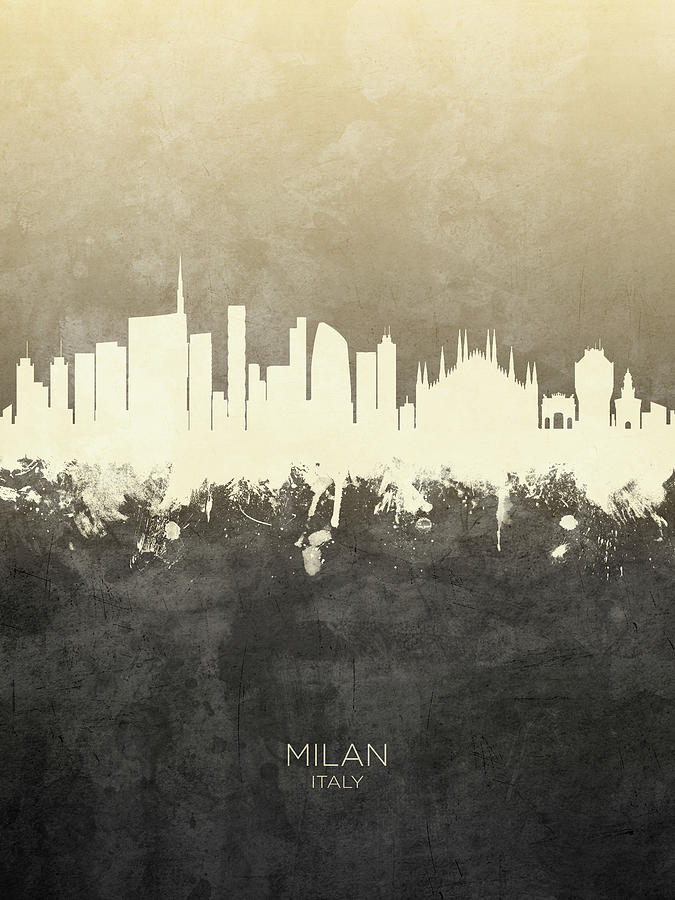 Milan Italy Skyline #7 Digital Art by Michael Tompsett